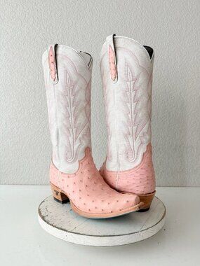 Lane SKYLIGHT Cowboy Boots Pink Ostrich Western Cowgirl Tall Snip Toe Womens 9.5